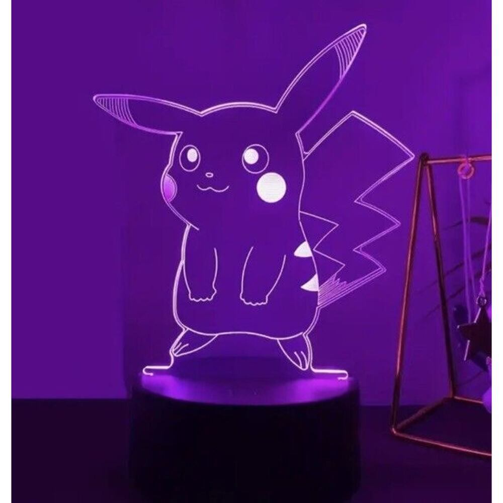 🔥LED Table Night Touch Pikachu 3D LED Lamp 7 Color Bedroom Light NWT🔥
